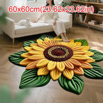 tapis fleur tournesol jaune vert moderne 60x60cm polyester antidérapant salon chambre