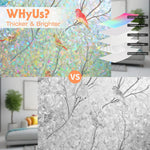 film décoratif adhésif multicolore oiseaux branches transparent moderne naturel rouges jaunes verts bleus gris