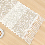 chemin table blanc broderie florale classique décoration table mariage maison rustique