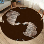 tapis rond léopard feuilles palmier moderne salon chambre extérieur décoratif 80x80cm 120x120cm polyester non