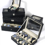 boîte montres simili cuir noire cadenas classique rangement étanche femmes