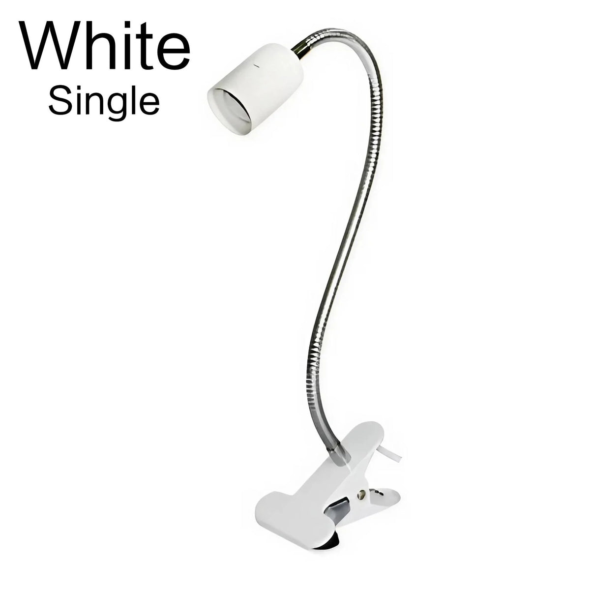 lampe pince flexible blanc moderne base e27 tige métallique réglable interrupteur prise us