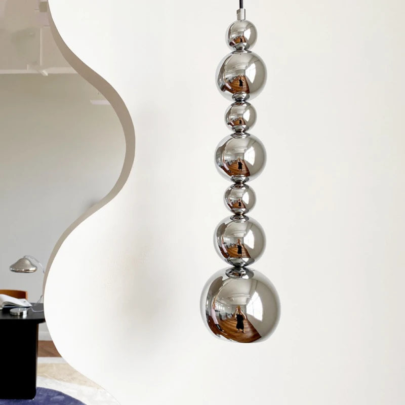 Suspension moderne argentée boules multiples salon chambre éclairage 15 30m² cordon noir