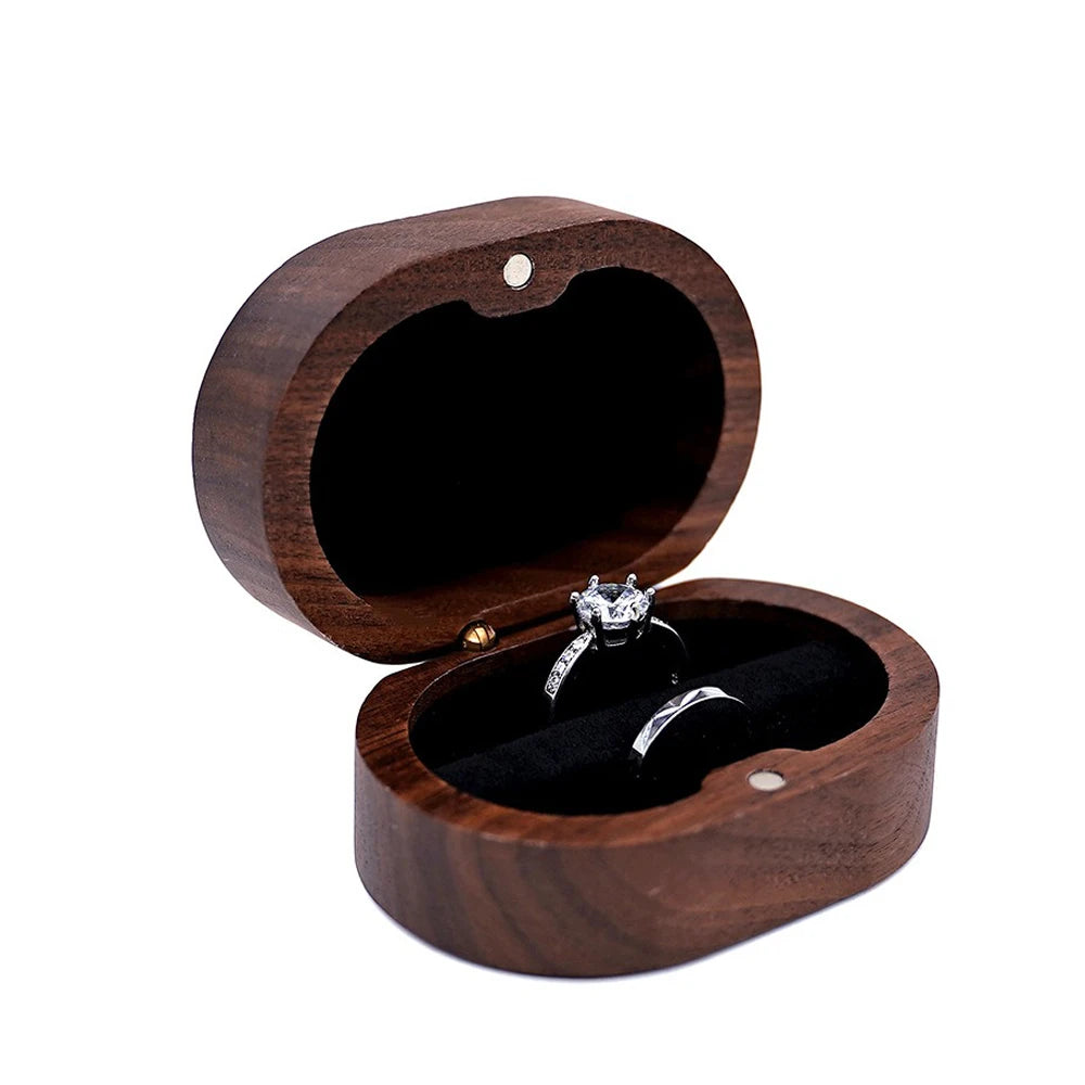 boîtes bijoux bois foncé velours intérieur magnétique classique rangement bague boucles doreilles collier anniversaire