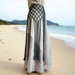 jupe boho chic jaune franges polyester femme opaque trendy