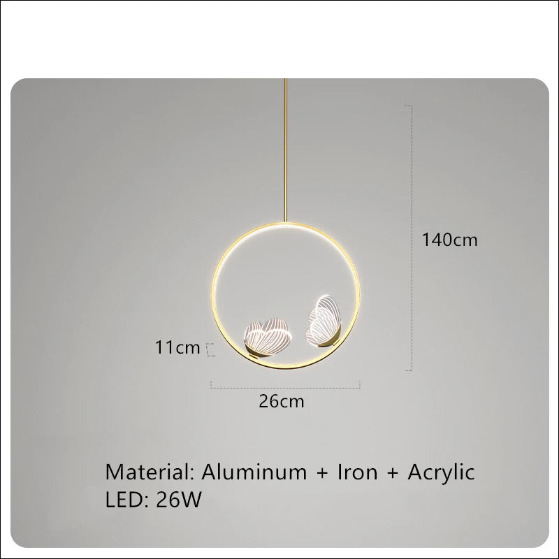 lampe suspendue or blanc papillons relief cercles lumineux moderne minimaliste certifiée led acrylique haute