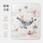 tapis bébé imperméable lavable 50x70cm illustrations canards lapins doux enfantin beige rose bleu