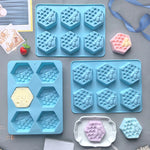 moule savon silicone hexagones nid d'abeille moderne rose violet bleu clair vert