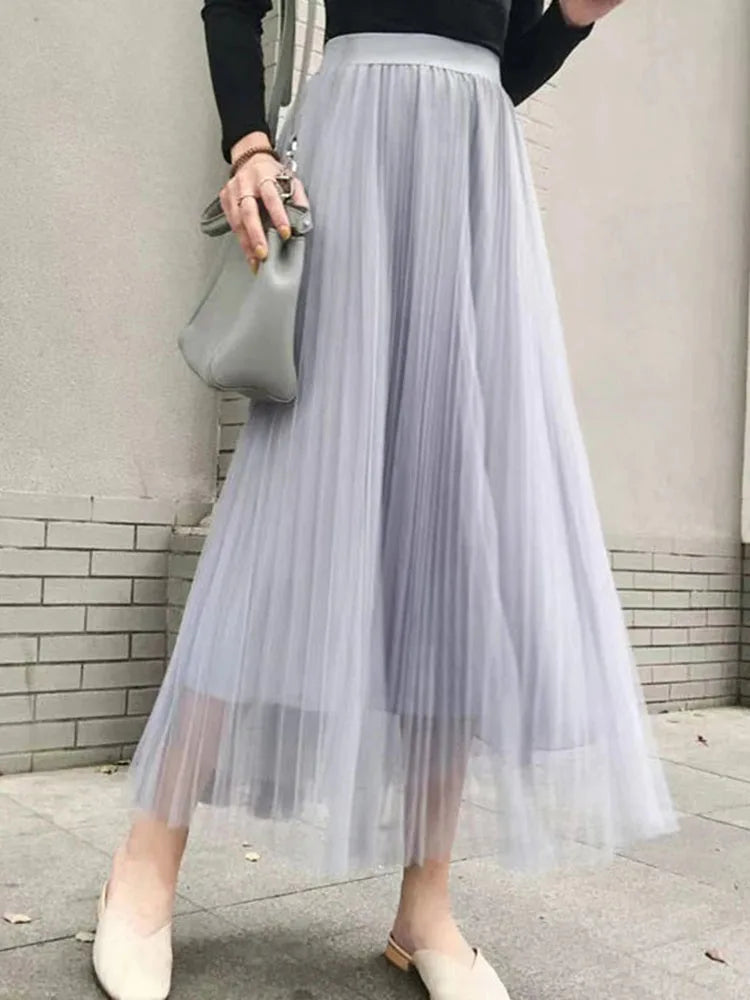 jupe plissée noire élégante jupe mi mollet classique jupe femme printemps été plissée opaque