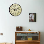 horloge murale classique bois beige números romanos aiguille quartz sans piles vintage salon chambre