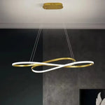 suspension lumineuse moderne or blanc anneaux entrelacés éclairage led réglable télécommande fixations chambre restaurant