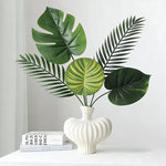 feuilles artificielles vertes modernes tringles vases céramique métal decorationextérieur