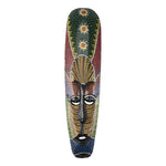 masque decoratif africain bois peint geometrique mural decoration maison tribale