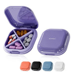 boîte pilules violet moderne compact compartiments snap closure voyages quotidien vitamines suppléments
