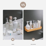 étagère rangement murale adhésive bleu jaune blanc moderne bouteilles flacons pots cosmétiques salle bains