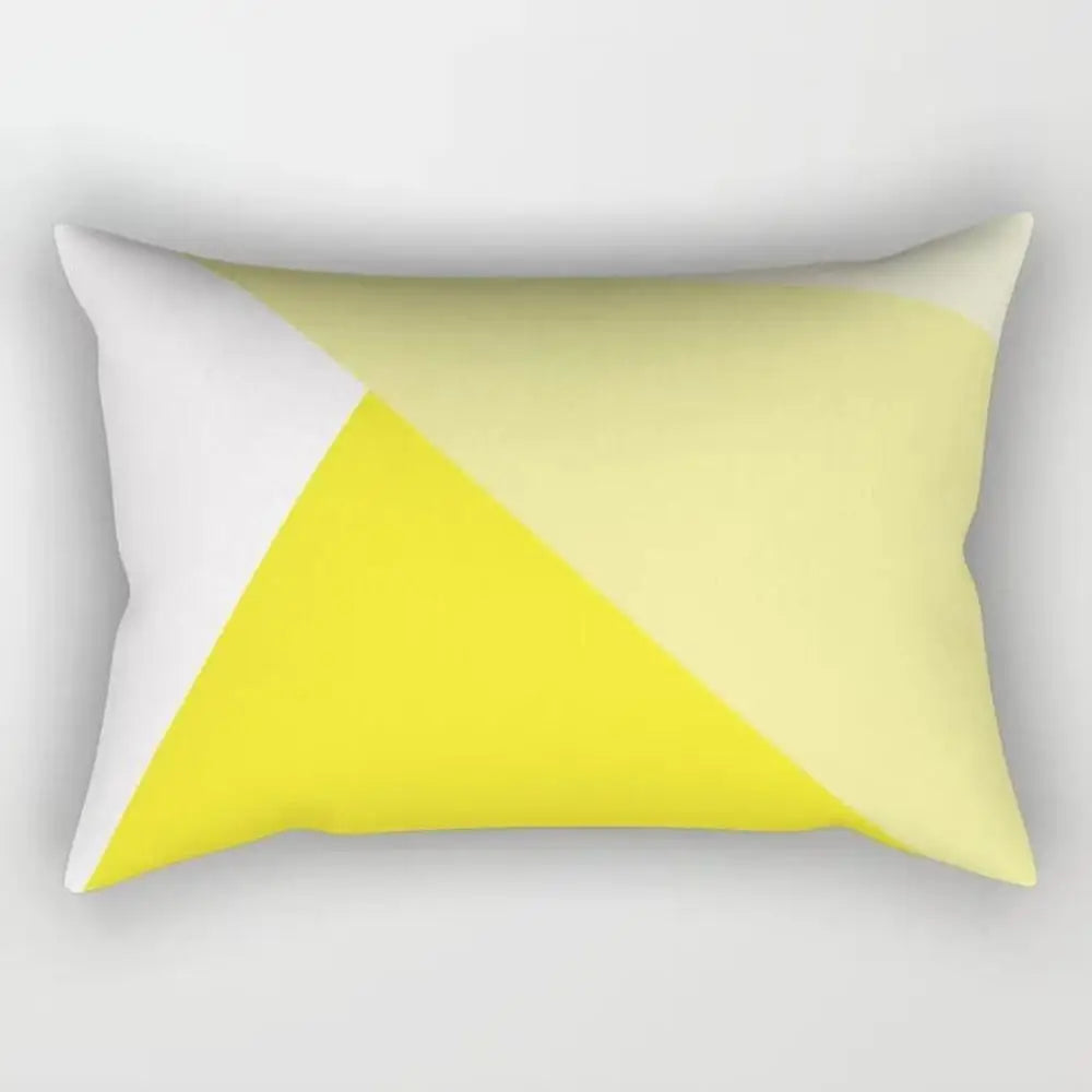 taies d'oreiller géométriques jaunes blanches modernes polyester 30x50cm minimaliste coussins rectangulaires motifs triangles losanges