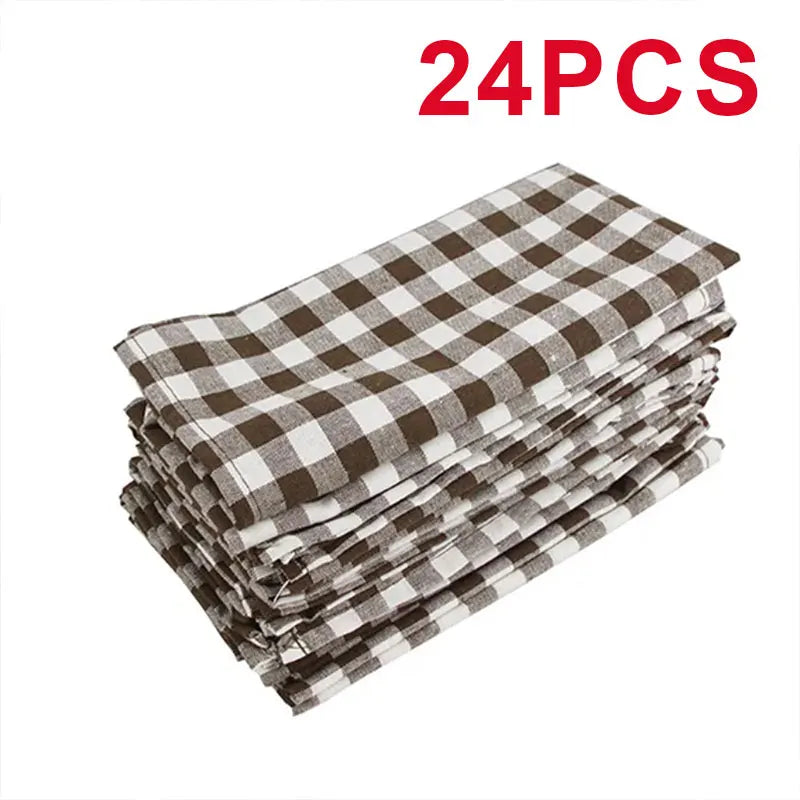 serviettes table orange blanches carreaux classiques pack 12 24 cm45cm