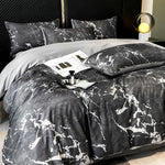ensemble literie noir marbré moderne housses taies oreillers drap lit