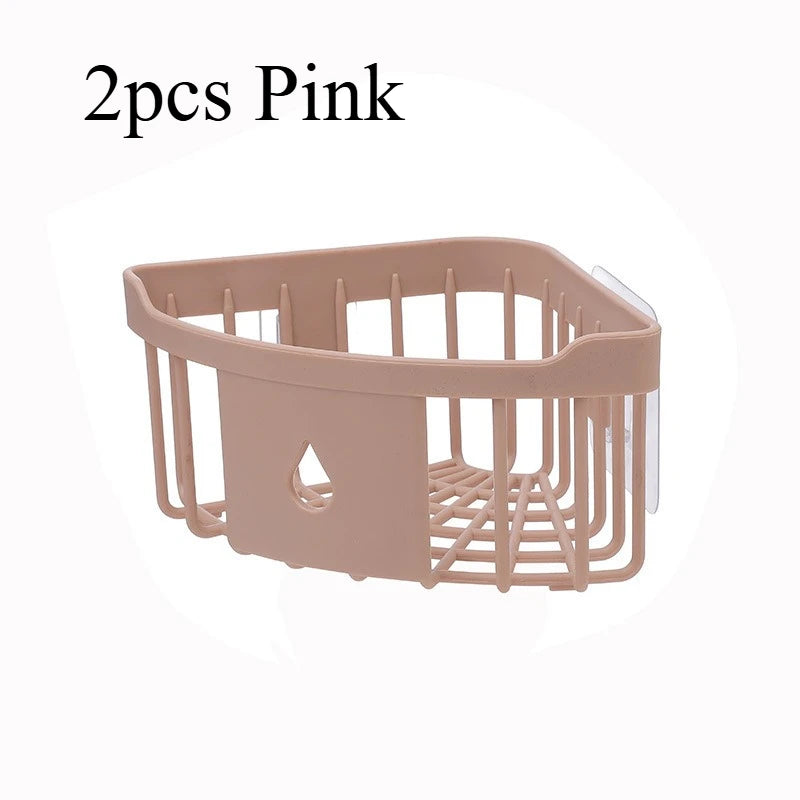 étagère rangement moderne rose pâle support mural adhésif simple structure mailles