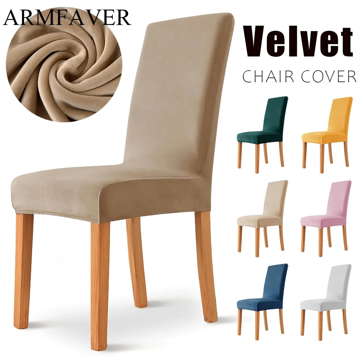 housse chaise velours polyester moderne camel opaque simple mariage banquet chaise plage fauteuil
