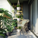 porte plantes suspendus macramé bois boho pots fleurs jardins decoration balcon maison