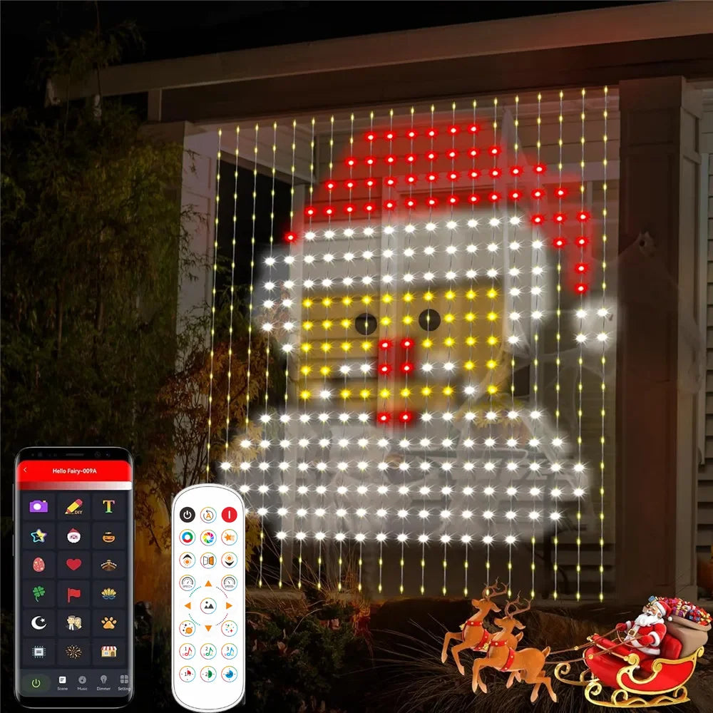 rideau lumineux led motifs festifs colorés noël halloween modernes pixel artversible