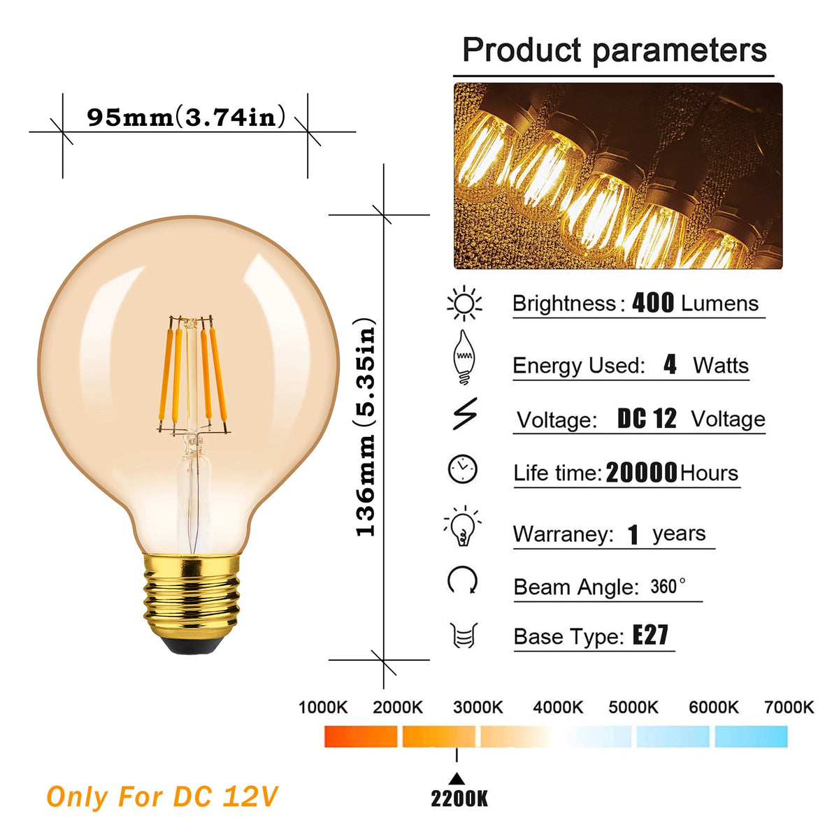 ampoules led vintage edison filament doré transparentes ambre opalescent e27 e14