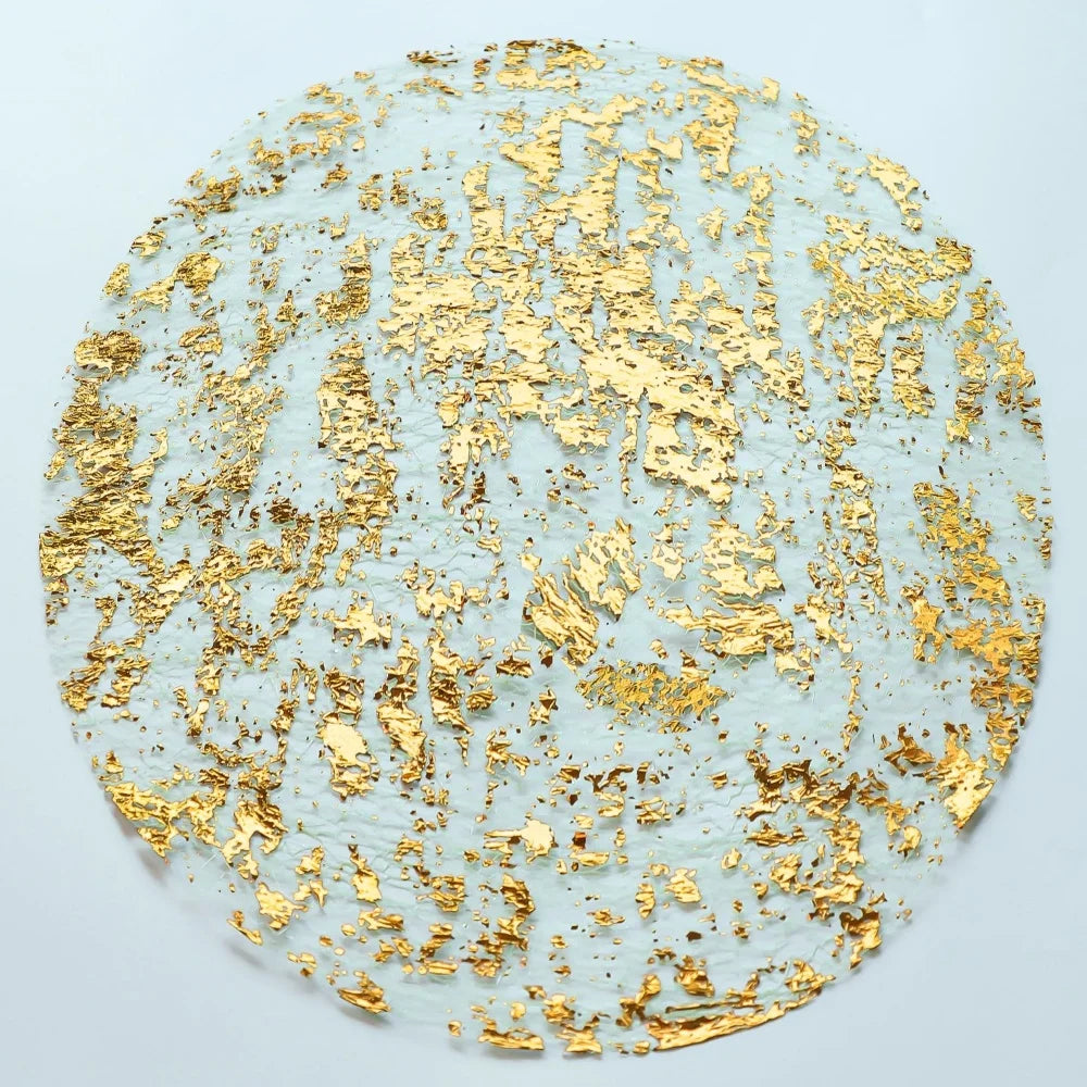 serviettes table blanches dorées feuille d'or texture élégantes classiques 33cm