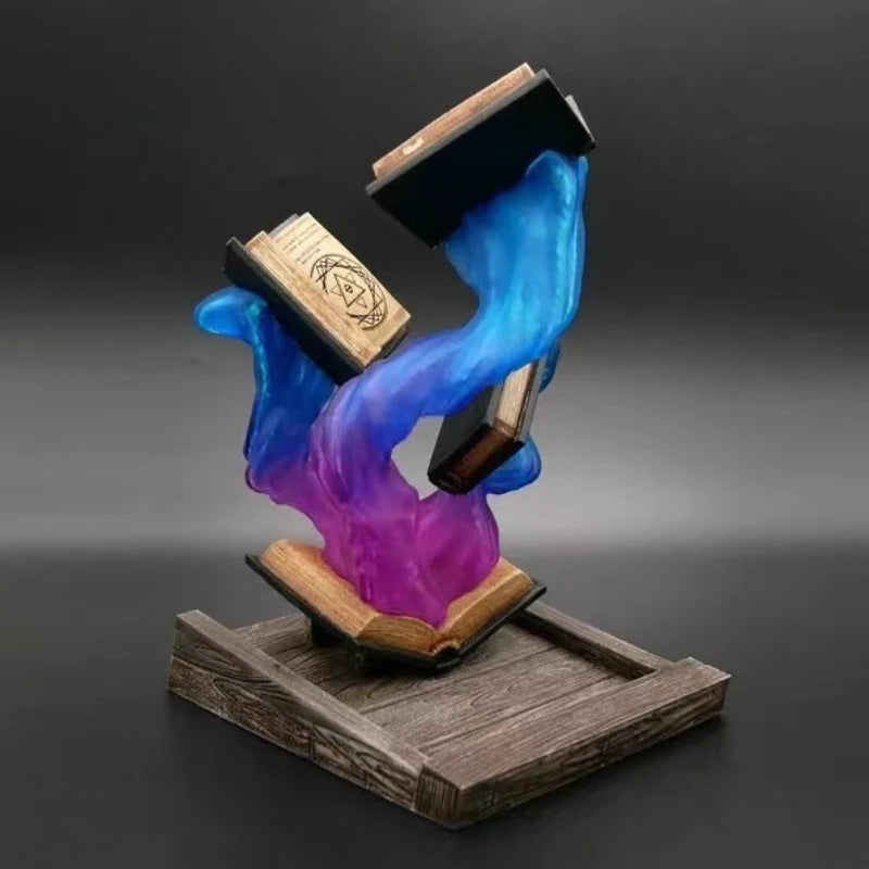 décoration table jeu rôle sculpture magique artisanale livre objet décoratif couleur noir brun violet