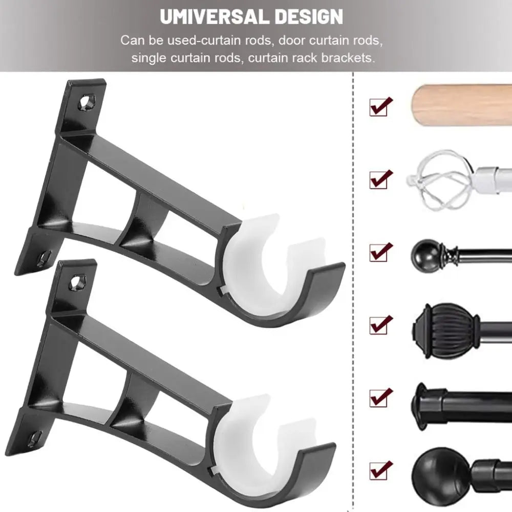 support rideau aluminium noir durable vis moderne fixe rideau plat lisse
