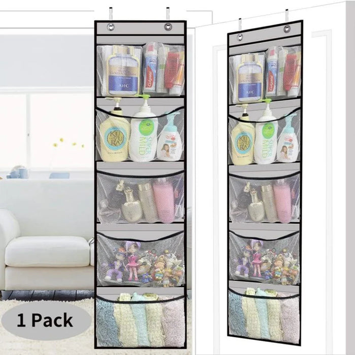 rangement porte sacs clips gris noir moderne 130cm crochets arriere porte 10 invisibles
