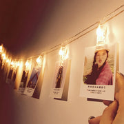 guirlande lumineuse led pinces photos multicolore blanc chaud décoration mur chambre salon