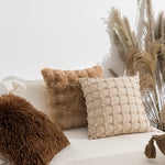 housse coussin beige marron motif rayé texture douce moderne opacité jacquard polyester décoration canapé