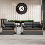 canapé moderne simili cuir noir marron clair table d'appoint intégrée forme