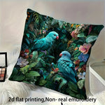 coussin imprimé 2d oiseaux fleurs feuilles vert bleu moderne maison lit canapé chambre
