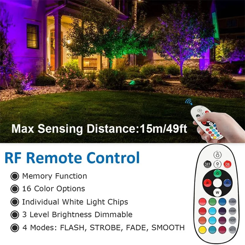 projecteur led noir moderne réglable télécommande fade strobe flash 12w us plug