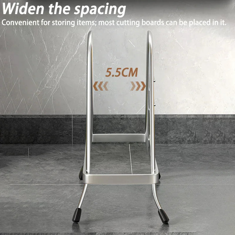 porte plats acier inoxydable réutilisable moderne planche découper argentée bois clair multifonctionalité égouttoir hachoir
