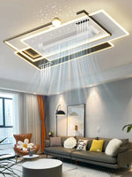 ventilateur moderne led noir blanc doré lumineux salon chambre étude entrée