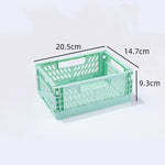 paniers pliables plastique bleu clair jaune rose vert pastel perforations modernes pratiques poignées