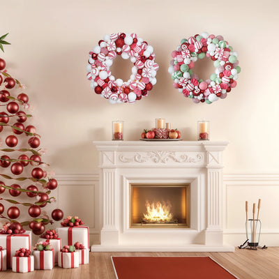 Couronne de Noël blanche laiteuse pour porte d'entrée 45cm