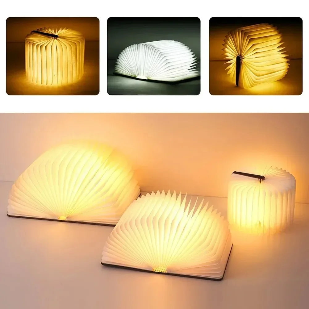 lampe led forme livre blanc brun clair texture papier moderne recharge usb enfants chambre