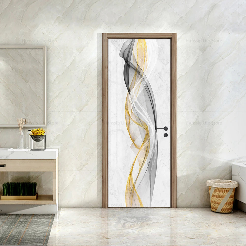 Détail du sticker mural adhésif avec motifs abstraits modernes