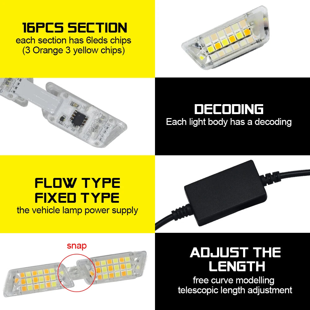 ruban led blanc jaune adhésif moderne 16 leds 50cm