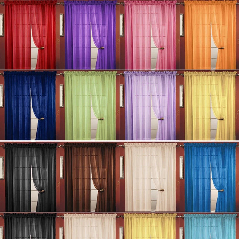 rideaux voilage couleurs variées tissu franges verticales translucides bohèmes liens dattache moderne maison