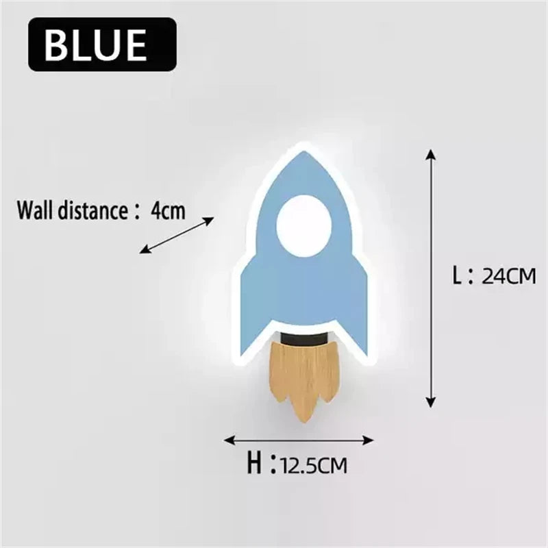 lampe murale moderne applique étoile lune fusée bleu noir adhésive led chambre enfant salle
