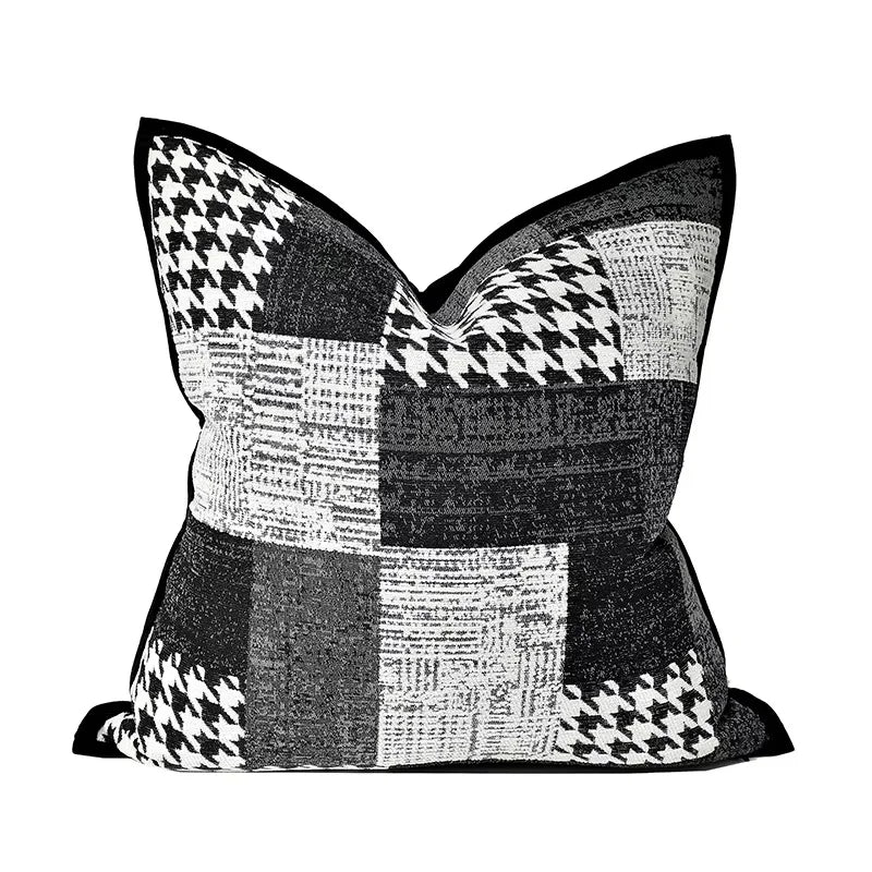 coussin carré géométrique noir blanc beige contemporain canapé chaise lit voiture remplissage optionnel