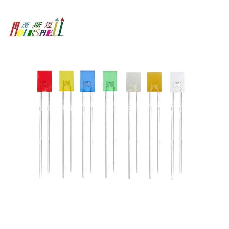 diodes led rouge bleu vert jaune blanc transparent rectangulaire travers trou standard