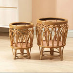 cache pot tressé rustique bohème naturel grande petite fleur verte support plante maison jardin