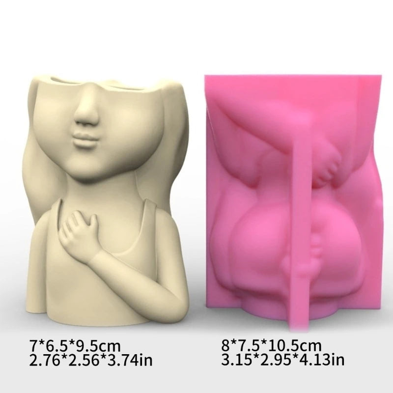 cache pot silicone forme figurine personnages accessoires floraux rose beige vert mignon decoratif