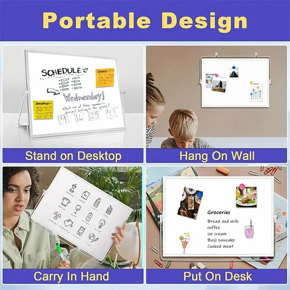 tableau blanc portable pliable moderne pieds effaçable double face opacité matériau aluminium blanc noir